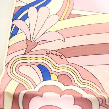 Hermes Carre 45 Gavroche Faubourg Rainbow Silk Pink Scarf