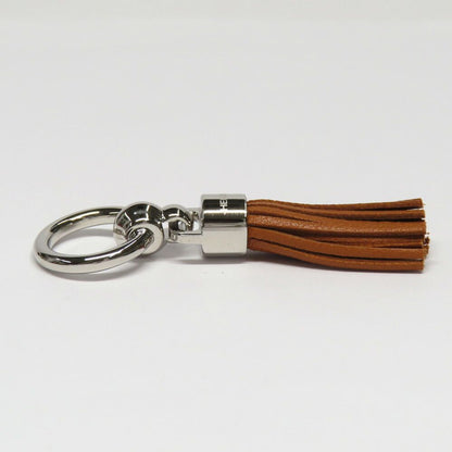 Hermes Twilly Ring Cell Pom Pom Pon Brown Silver Leather Scarf