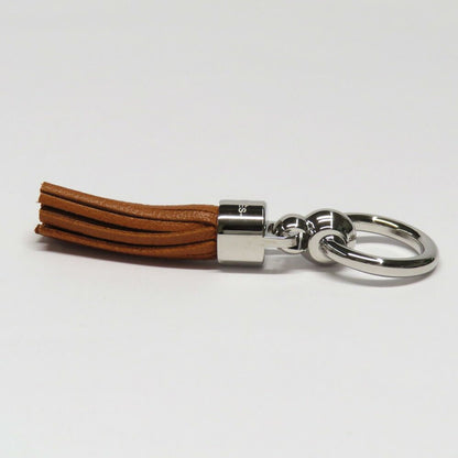 Hermes Twilly Ring Cell Pom Pom Pon Brown Silver Leather Scarf