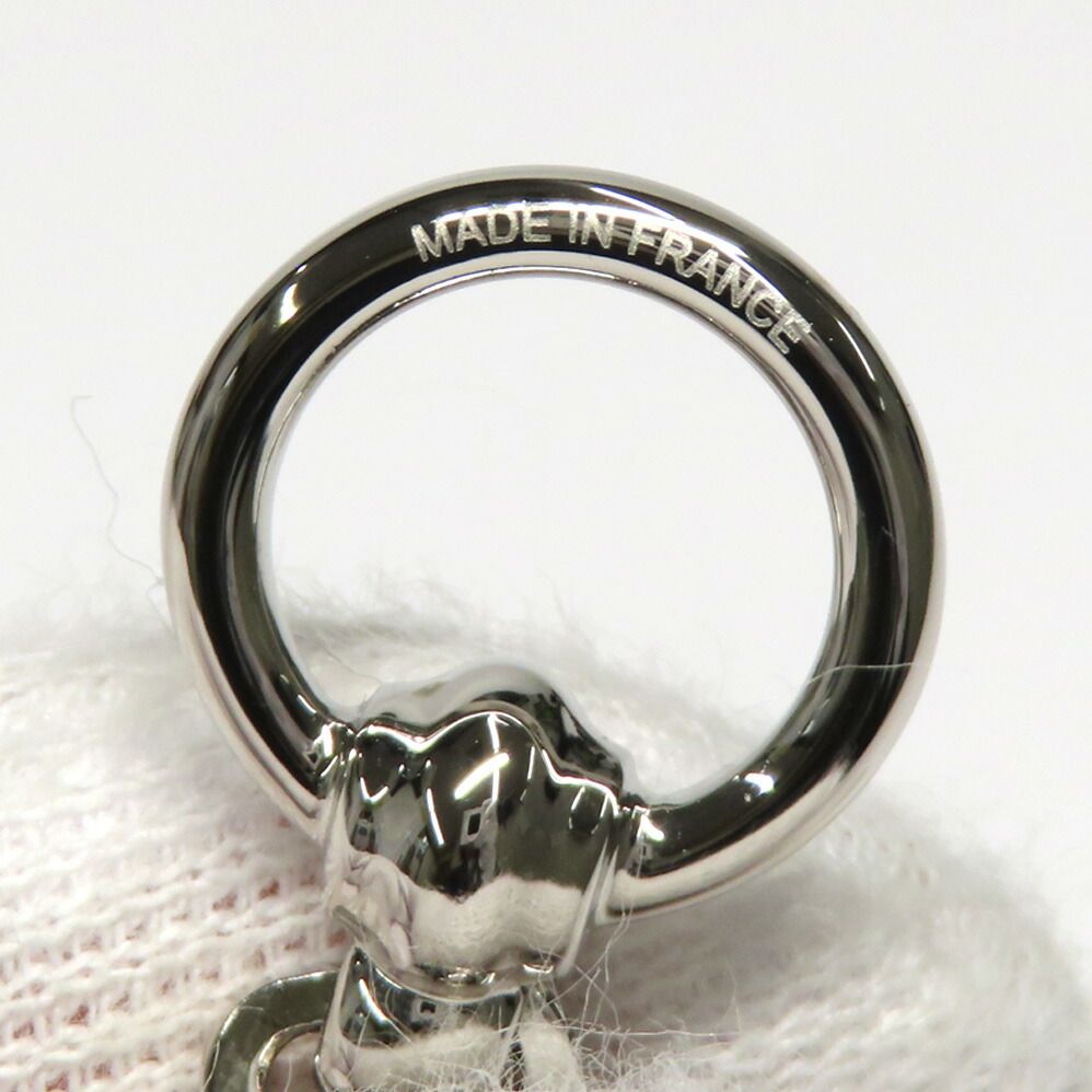 Hermes Twilly Ring Cell Pom Pom Pon Brown Silver Leather Scarf