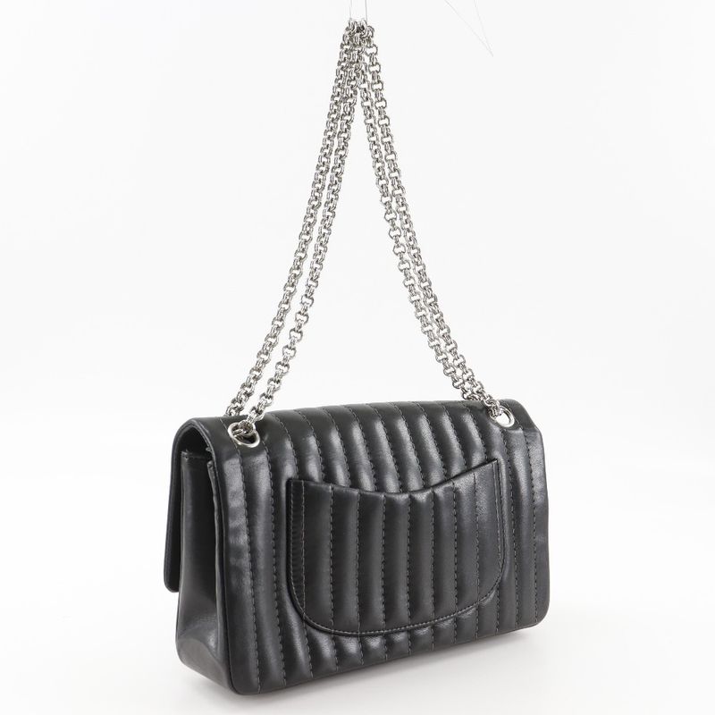 Chanel Mademoiselle Chain Shoulder Calf Black Bag