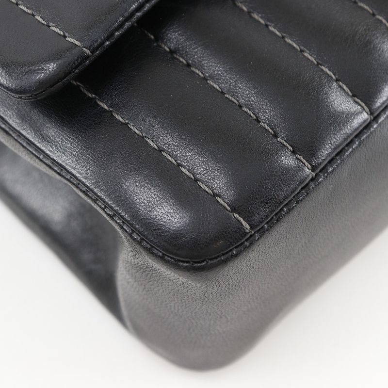 Chanel Mademoiselle Chain Shoulder Calf Black Bag