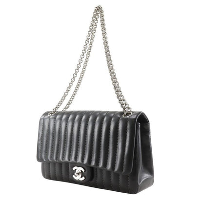 Chanel Mademoiselle Chain Shoulder Calf Black Bag