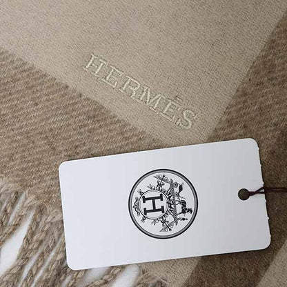Hermes Cashmere Muffler H Passant Shawl 07 Bicolor Cles Marron Scarf