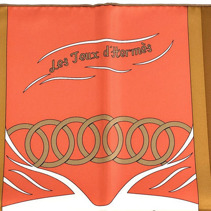 Hermes Scarf Carre 90 les Jeux D'hermes Game Silk Orange Multicolor