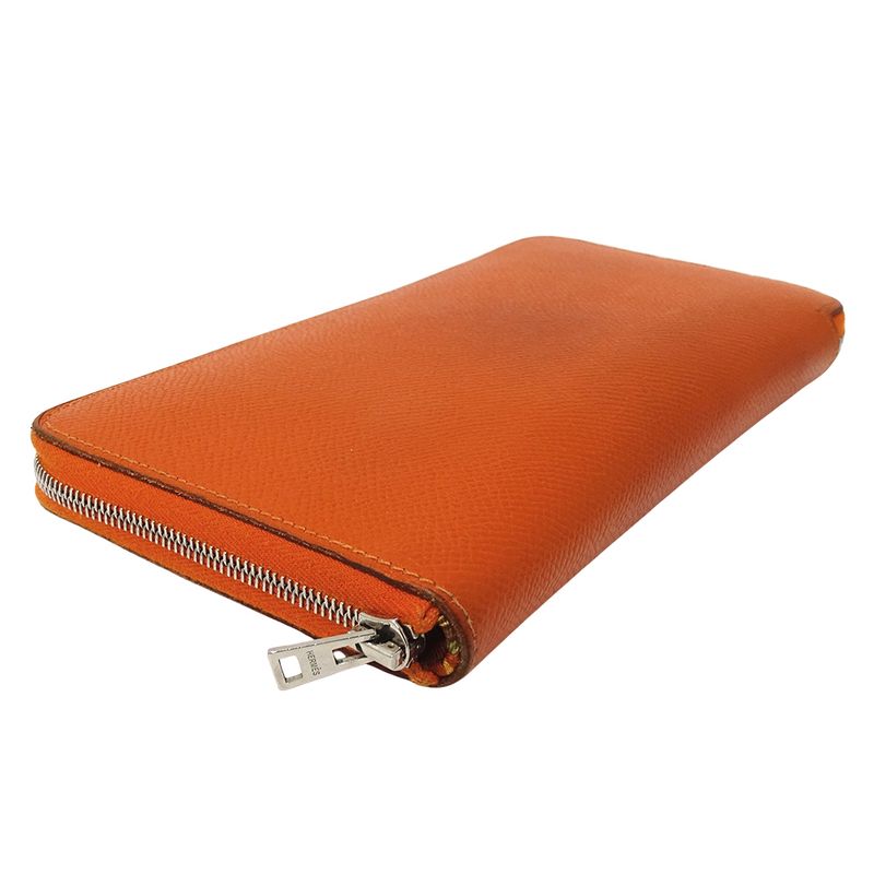 Hermes Wallet Long Wallet Azap Silk in Classic Veau Orange