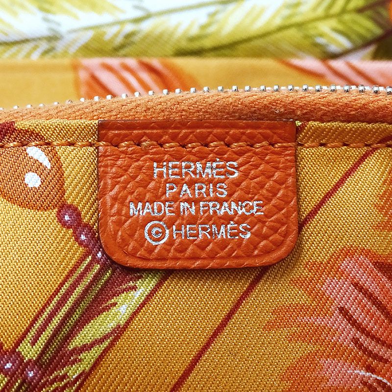 Hermes Wallet Long Wallet Azap Silk in Classic Veau Orange