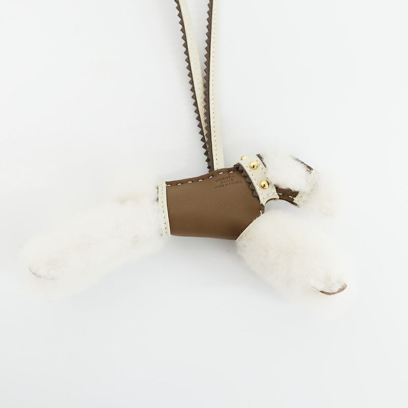 Hermes Buddy Charm with Collar Studs Etoupe Cles Anyo Miro
