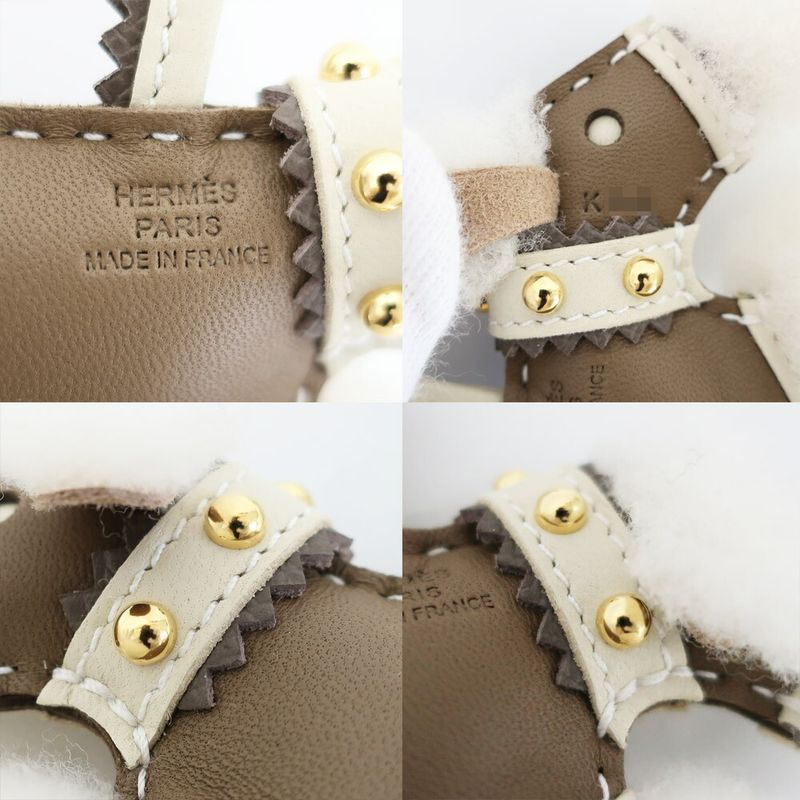 Hermes Buddy Charm with Collar Studs Etoupe Cles Anyo Miro