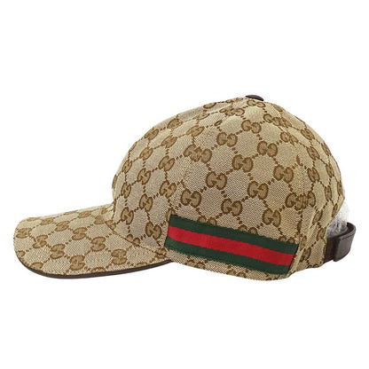 Gucci Cap Web Striped GG Canvas Baseball Cap Beige Brown