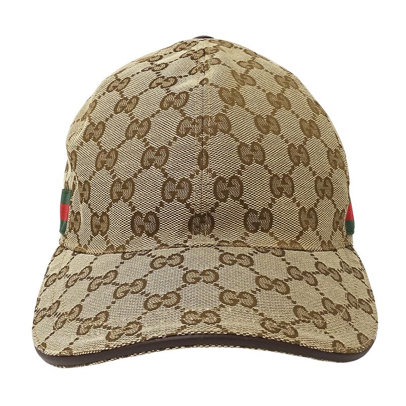 Gucci Cap Web Striped GG Canvas Baseball Cap Beige Brown