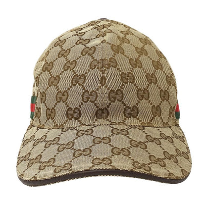Gucci Cap Web Striped GG Canvas Baseball Cap Beige Brown