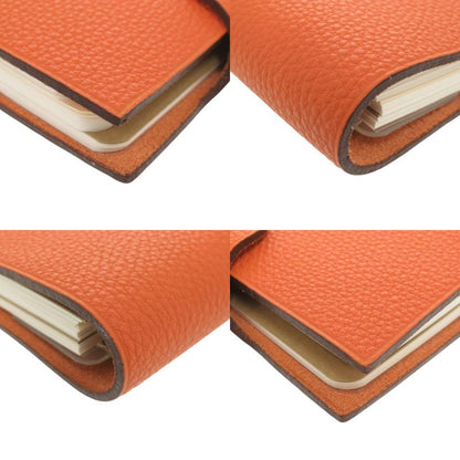 Hermes Ulysse Mini Togo Orange Notebook Cover Silver