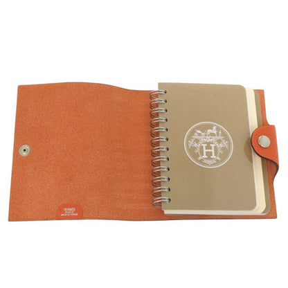 Hermes Ulysse Mini Togo Orange Notebook Cover Silver