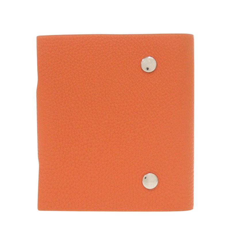 Hermes Ulysse Mini Togo Orange Notebook Cover Silver