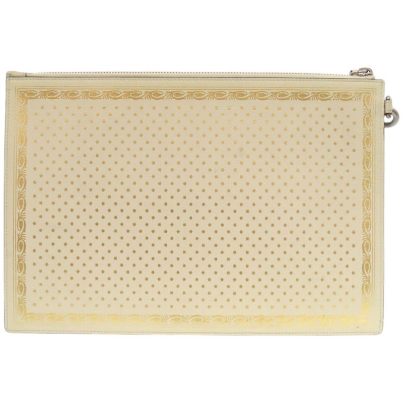 Gucci Sega Guccy Print Second Leather Ivory White Clutch