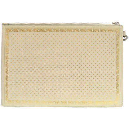 Gucci Sega Guccy Print Second Leather Ivory White Clutch