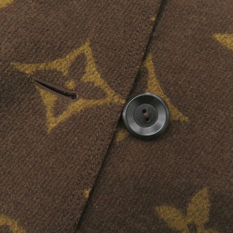 Louis Vuitton Monogram All Over Pattern 34 Wool Cashmere Brown Outer Coat