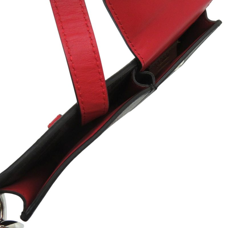 Fendi Pocket Charm Belt Bag Leather Black Red Key Holder