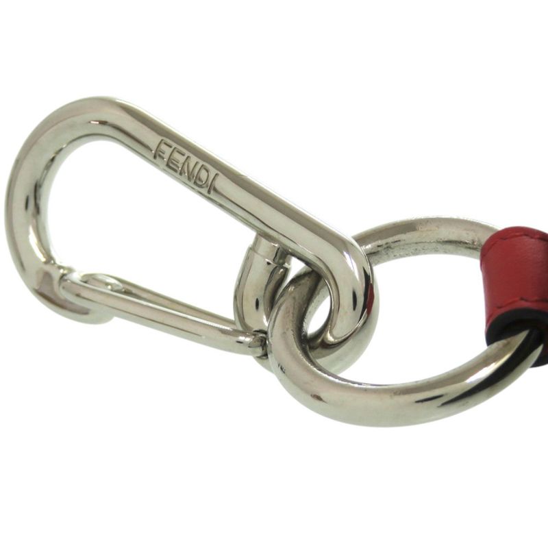 Fendi Pocket Charm Belt Bag Leather Black Red Key Holder