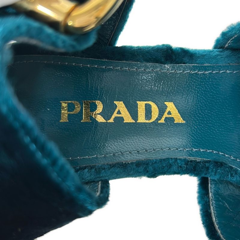 Prada Sandals 34 Light Blue Chunky Heel