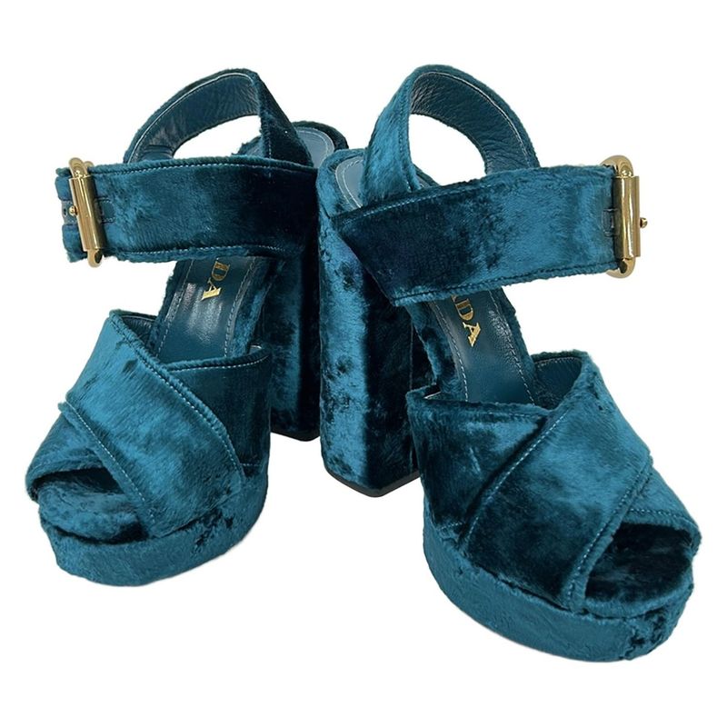 Prada Sandals 34 Light Blue Chunky Heel
