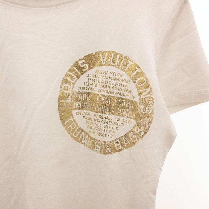 Louis Vuitton Twd T-Shirt Short Sleeve Print L White Gold Color