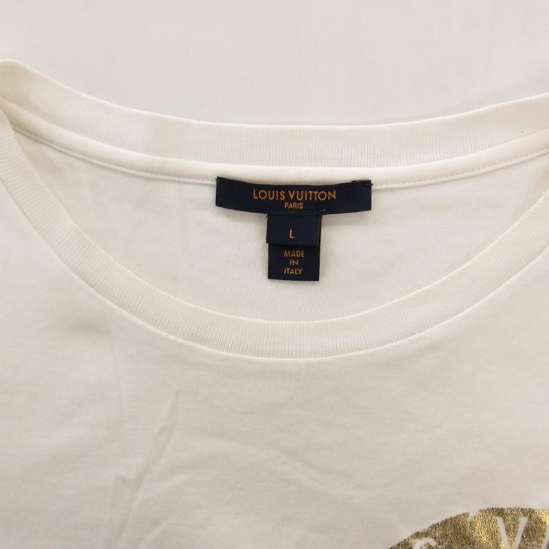 Louis Vuitton Twd T-Shirt Short Sleeve Print L White Gold Color
