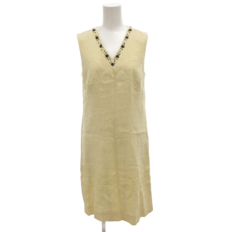Fendi Setup Suit Jacket Dress Hemp Linen 38 Cream Notch Lapel Star Pattern Long