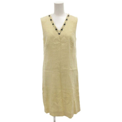Fendi Setup Suit Jacket Dress Hemp Linen 38 Cream Notch Lapel Star Pattern Long