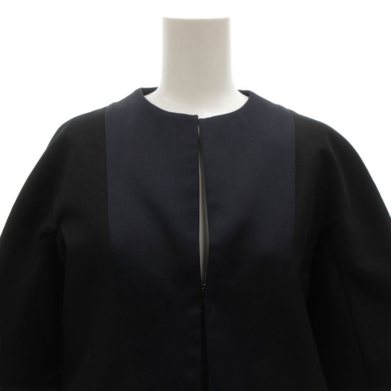Celine Phoebe Season Dress Silk Blend 36 Navy Key Neck Knee Length 3/4 Sleeve