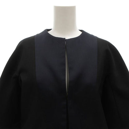 Celine Phoebe Season Dress Silk Blend 36 Navy Key Neck Knee Length 3/4 Sleeve