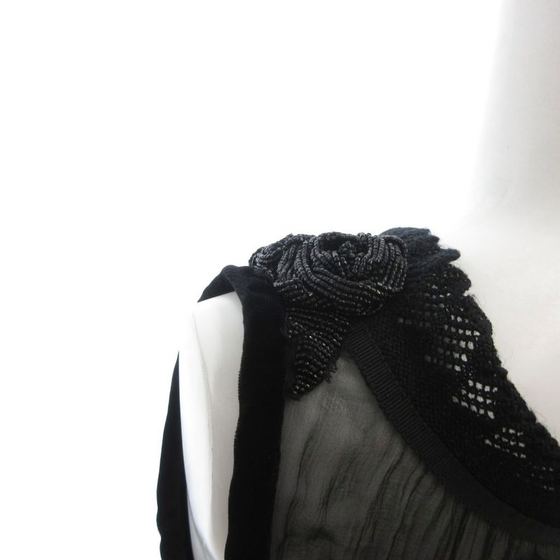 Louis Vuitton Shirt Blouse Black 38 Sleeveless Sheer Peplum FF