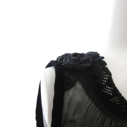 Louis Vuitton Shirt Blouse Black 38 Sleeveless Sheer Peplum FF