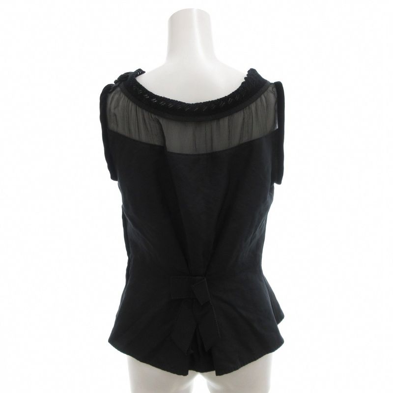 Louis Vuitton Shirt Blouse Black 38 Sleeveless Sheer Peplum FF