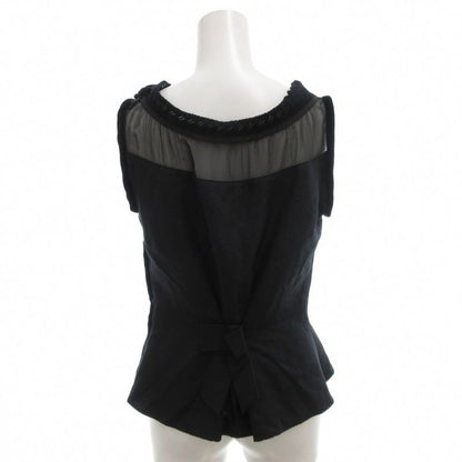 Louis Vuitton Shirt Blouse Black 38 Sleeveless Sheer Peplum FF