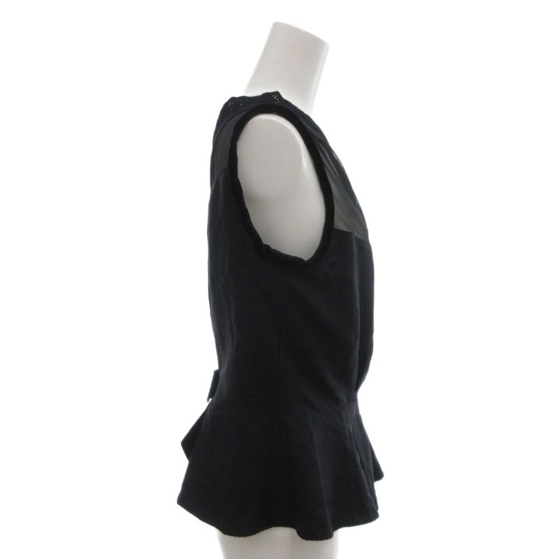Louis Vuitton Shirt Blouse Black 38 Sleeveless Sheer Peplum FF