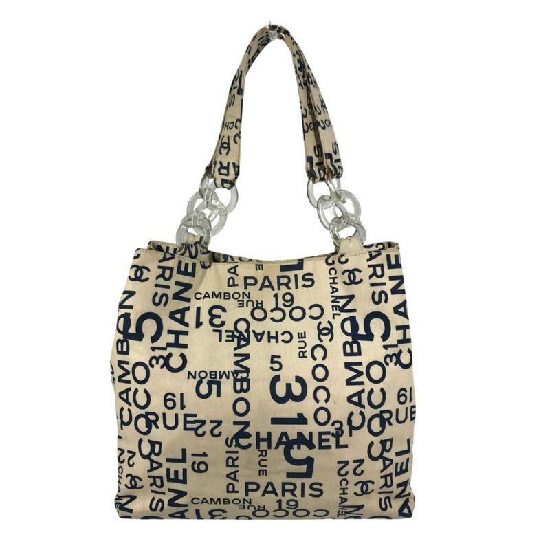 Chanel Shoulder Bag CC Coco Mark Logo Canvas White