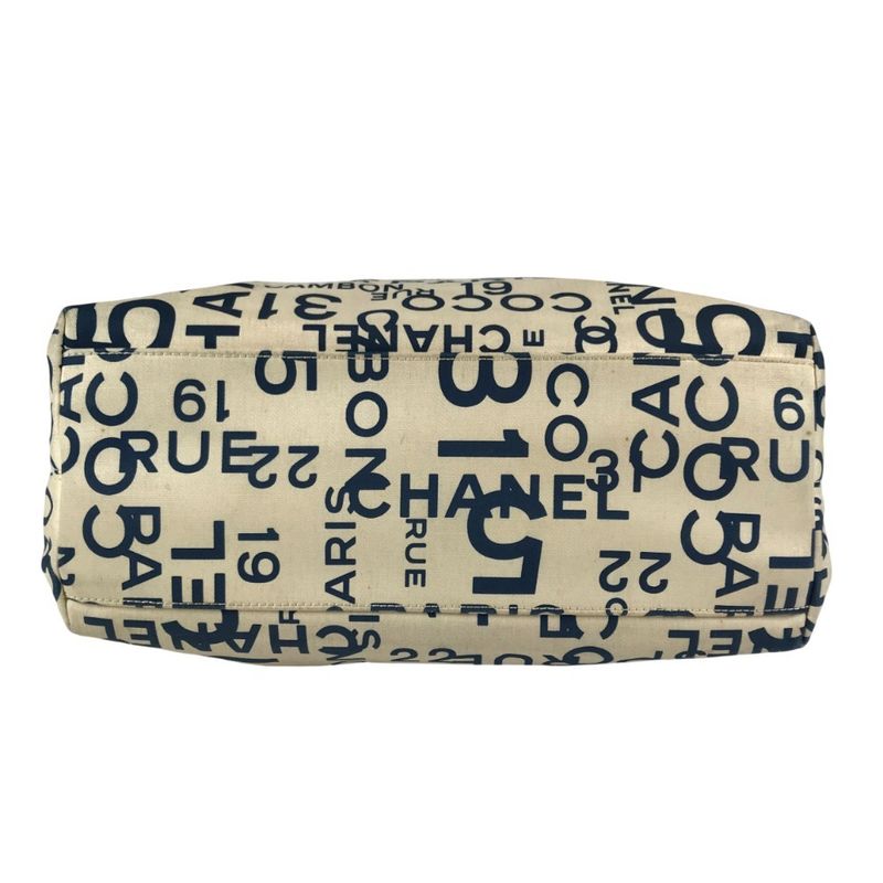 Chanel Shoulder Bag CC Coco Mark Logo Canvas White