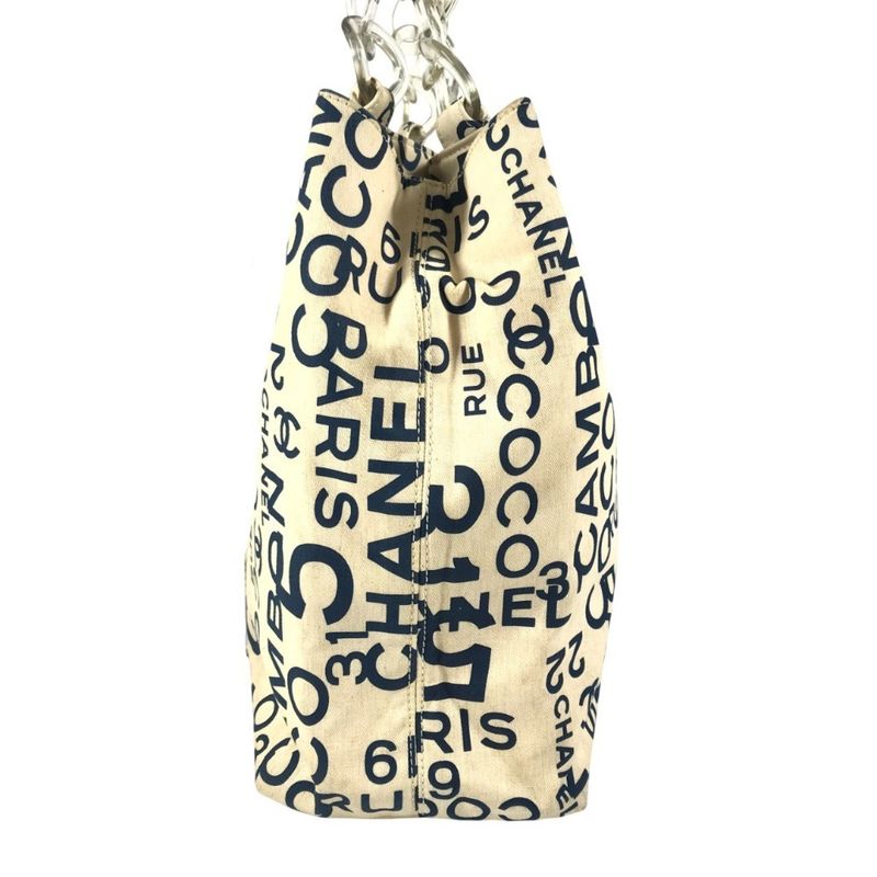 Chanel Shoulder Bag CC Coco Mark Logo Canvas White