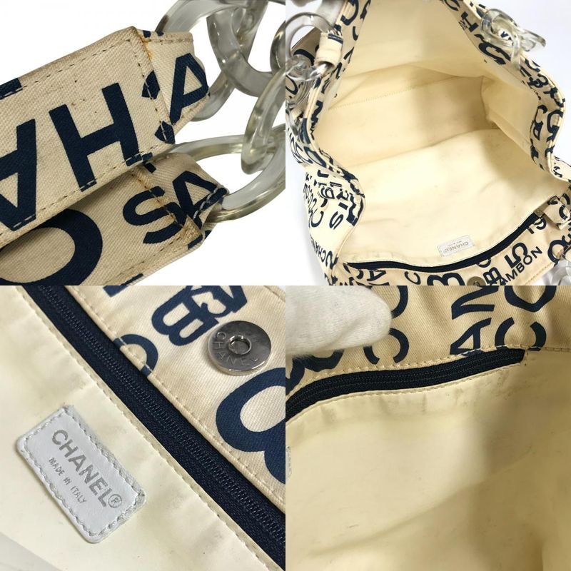Chanel Shoulder Bag CC Coco Mark Logo Canvas White