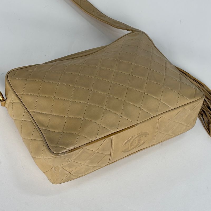 Chanel Coco Mark Fringe Shoulder Bag Matelasse Tassel Leather
