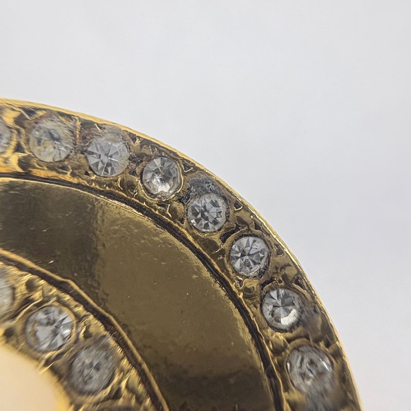 Chanel Coco Mark Rhinestone Earrings Ring Cles Centrum Moon Motif