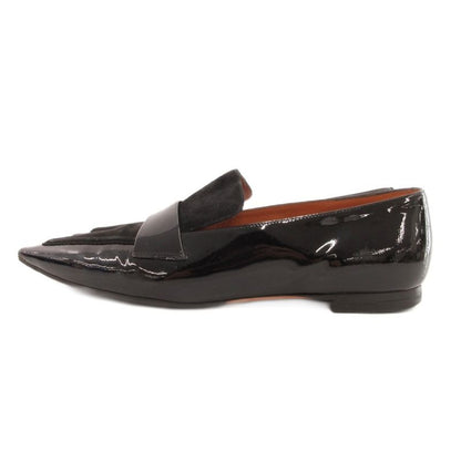 Celine Loafers Slip on Pointed Toe Patent Suede 38 Black