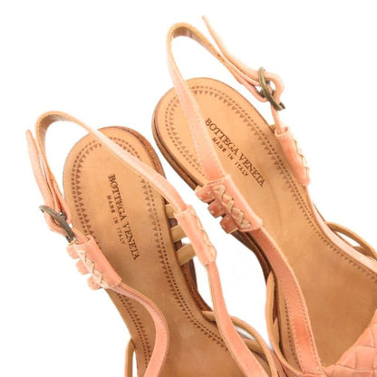 Bottega Veneta Sandals Wedge Sole Braided Leather Mesh 37 Pink