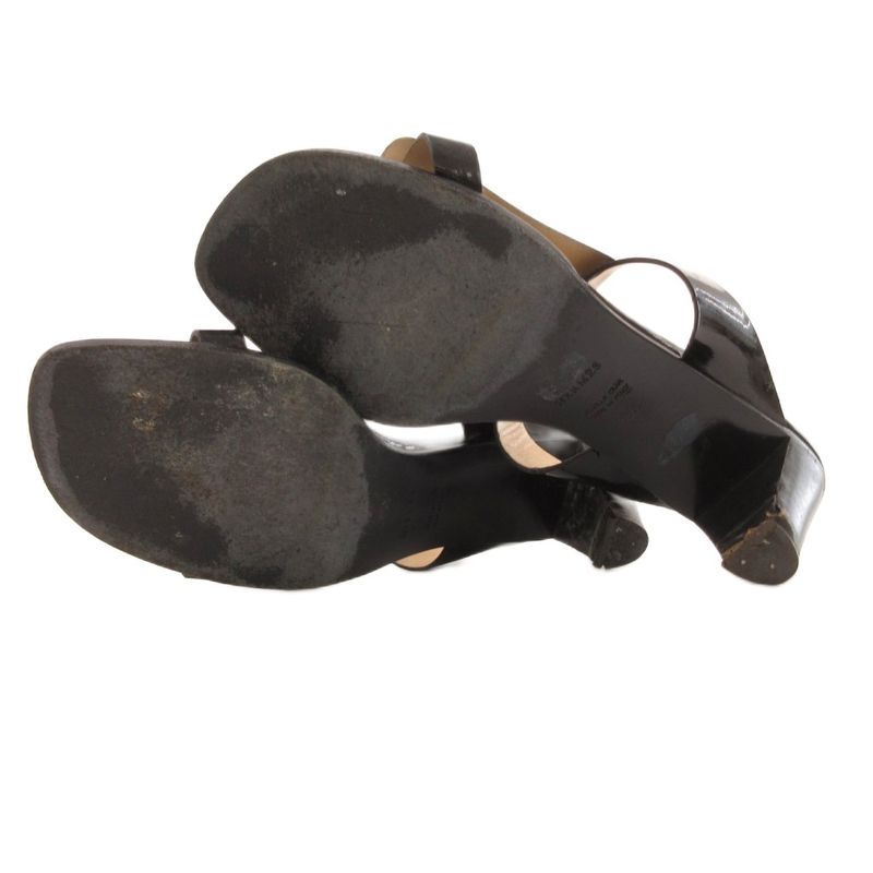 Hermes Mule Sandals Leather Heel 39.5 Beige Black