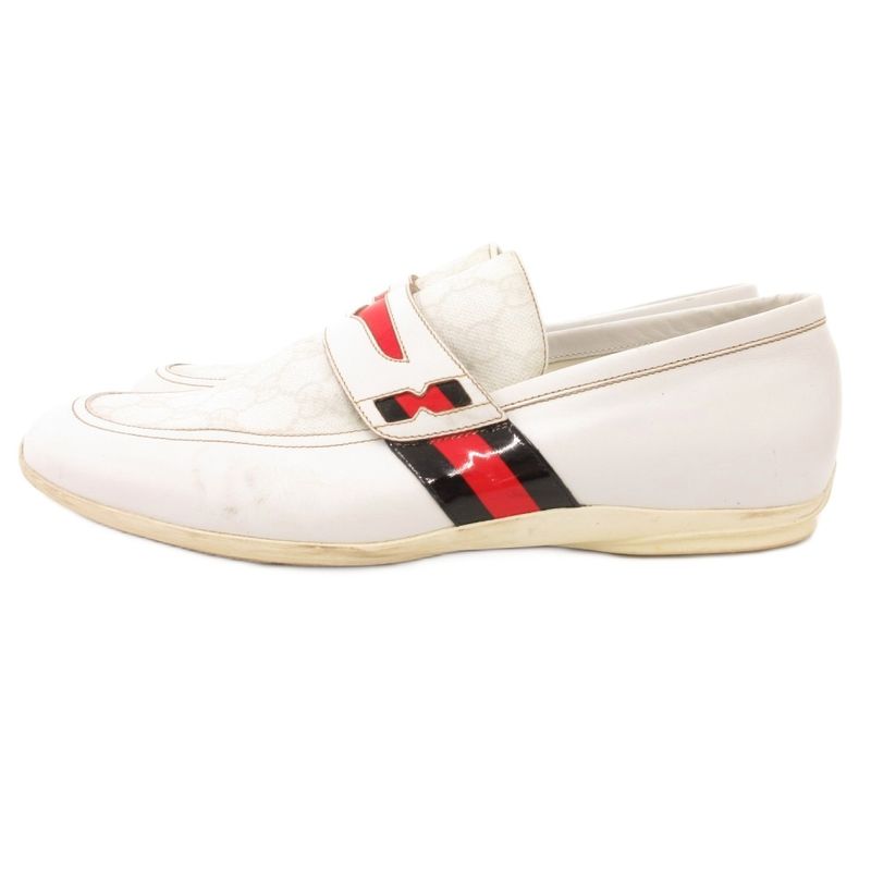Gucci Coin Loafer Slip on Sherry Line Leather 42 White