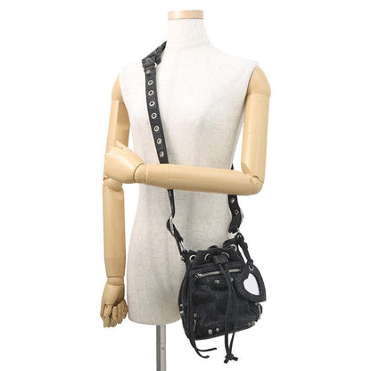 Balenciaga Shoulder Bag le Cagole XS Denim Black with Mirror