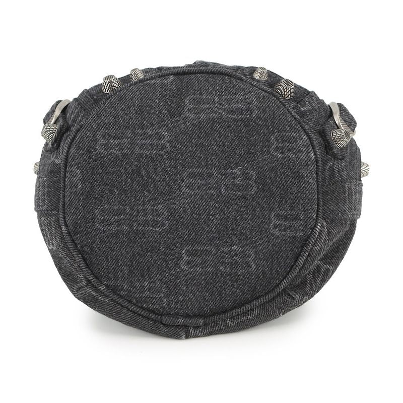 Balenciaga Shoulder Bag le Cagole XS Denim Black with Mirror