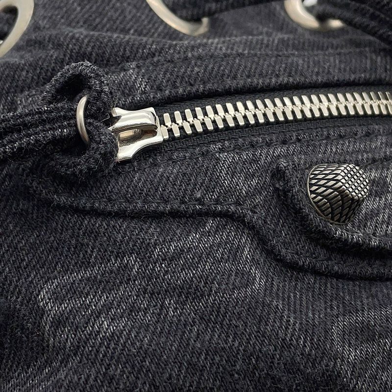 Balenciaga Shoulder Bag le Cagole XS Denim Black with Mirror